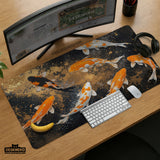 Black gold koi desk mat mousepad