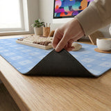 Blue gingham desk mat
