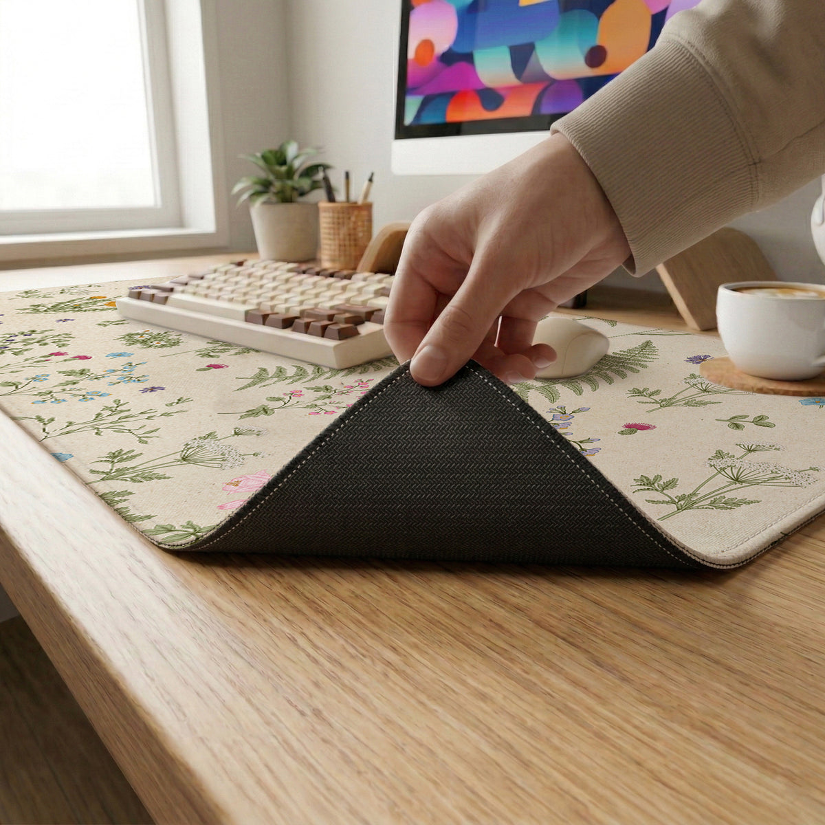 Wildflower pattern desk mat