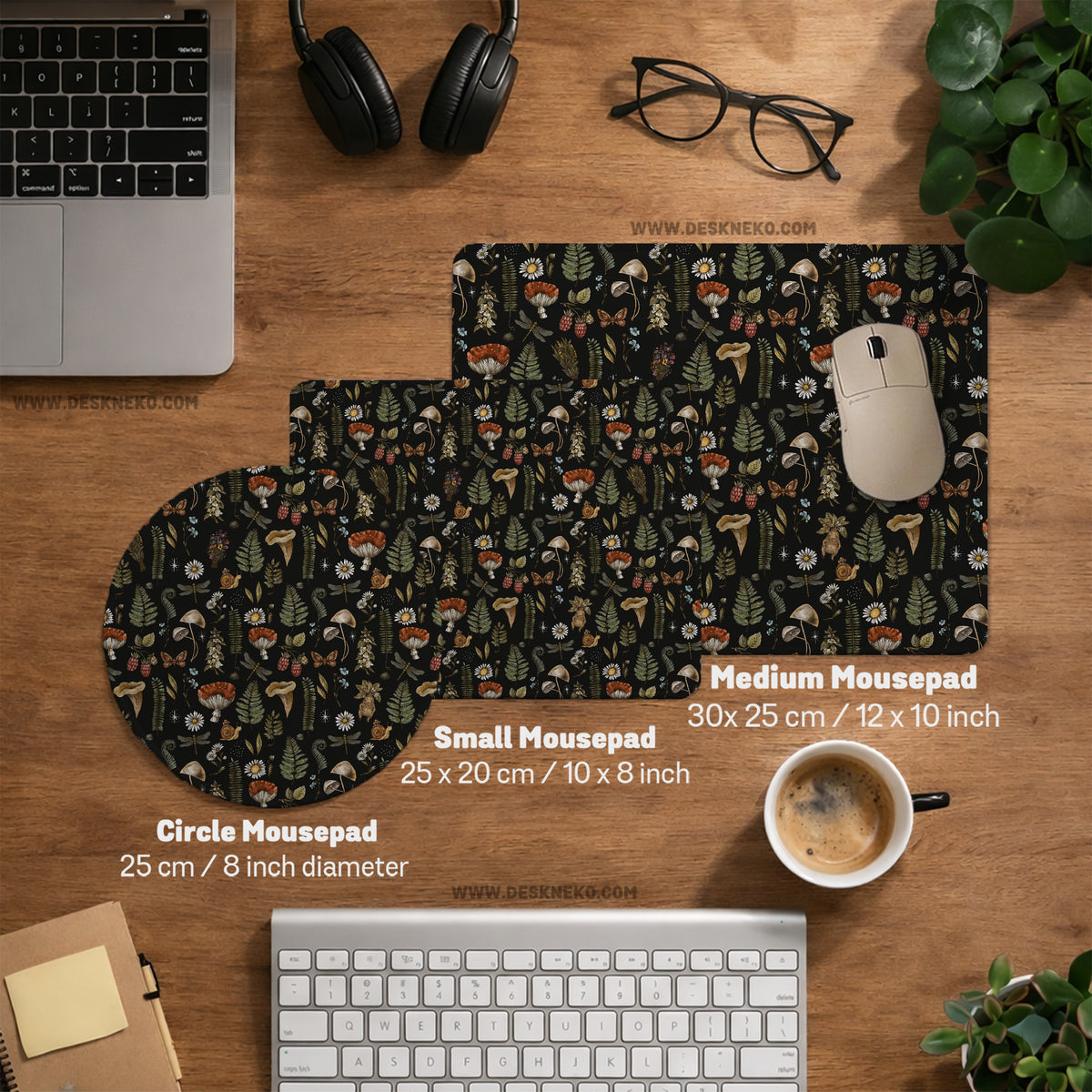 Dark botanical desk mat mousepad