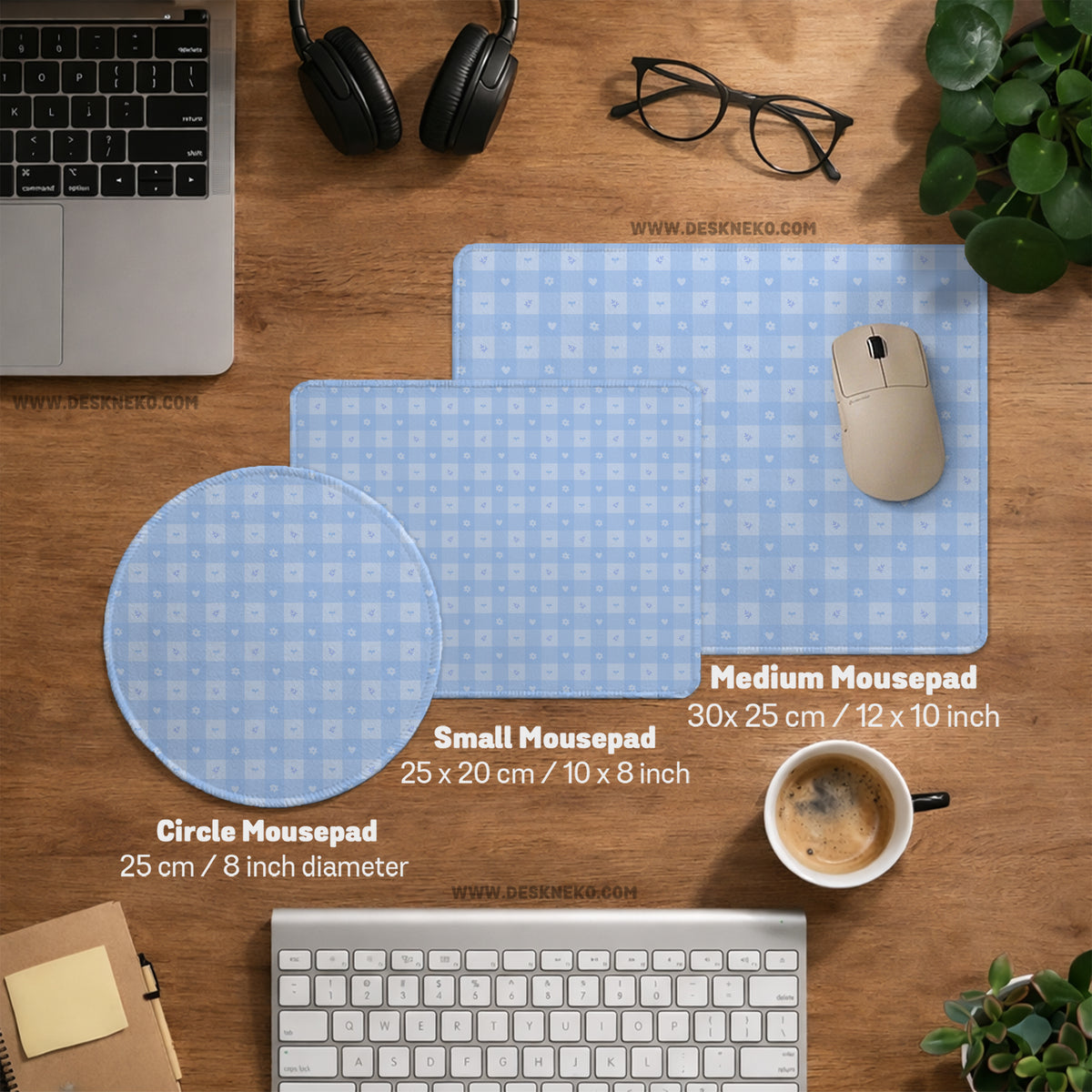 Blue gingham desk mat