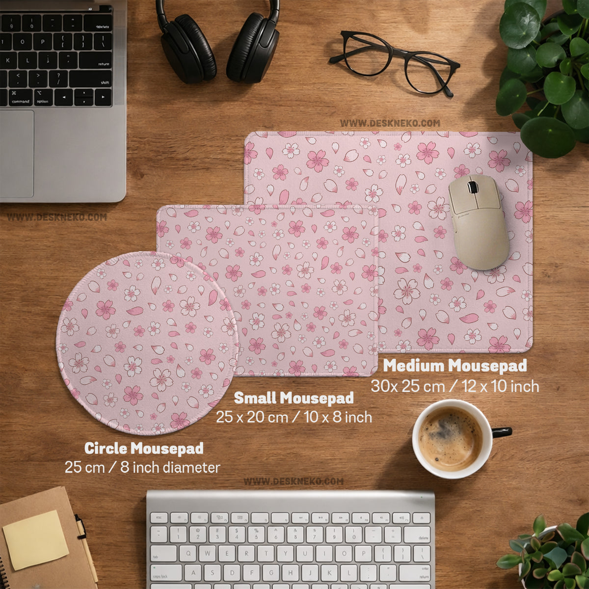 Pink cherry blossom desk mat