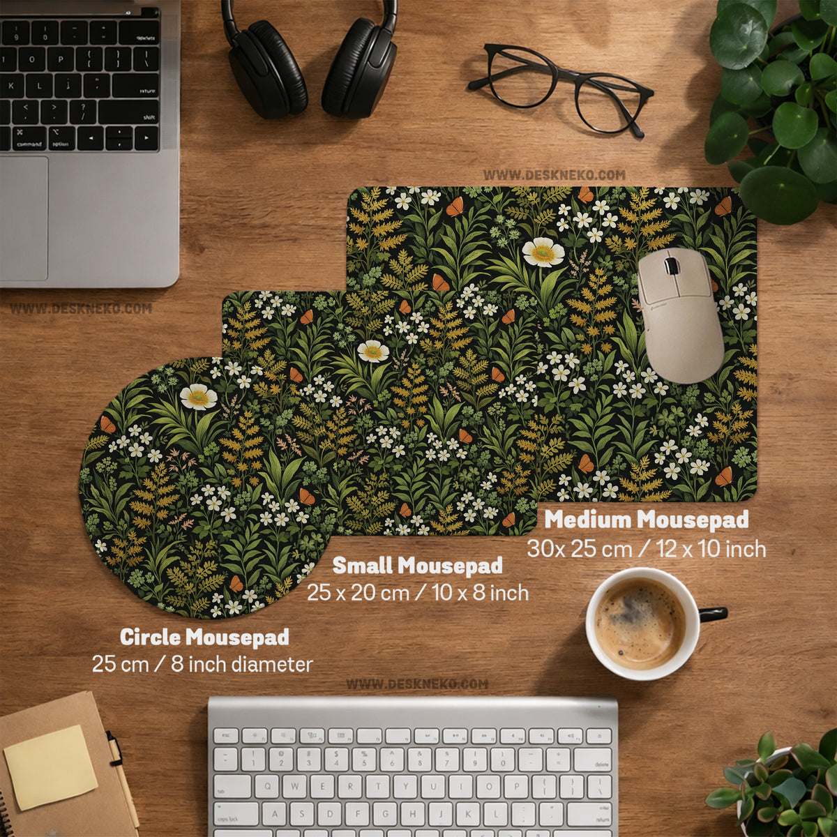 Dark botanical desk mat
