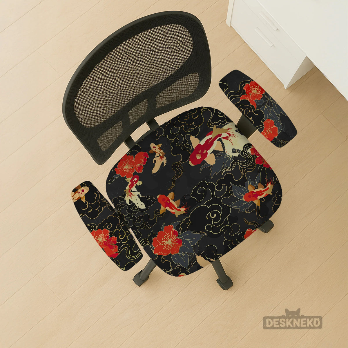 Japanese koi office chair cover