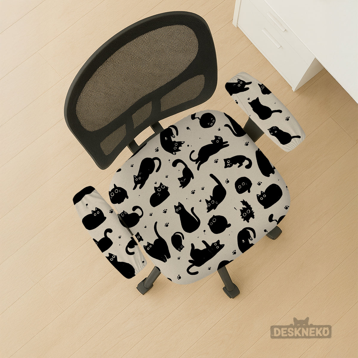 Black cat desk chair cover