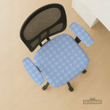 Blue gingham desk chair cover