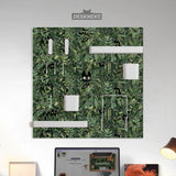 Botanical cat desk pegboard organizer, forest green workspace storage