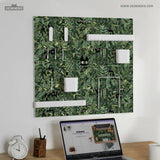 Botanical cat desk pegboard organizer, forest green workspace storage