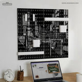 Tokyo night pixel pegboard organizer, cyberpunk wall storage