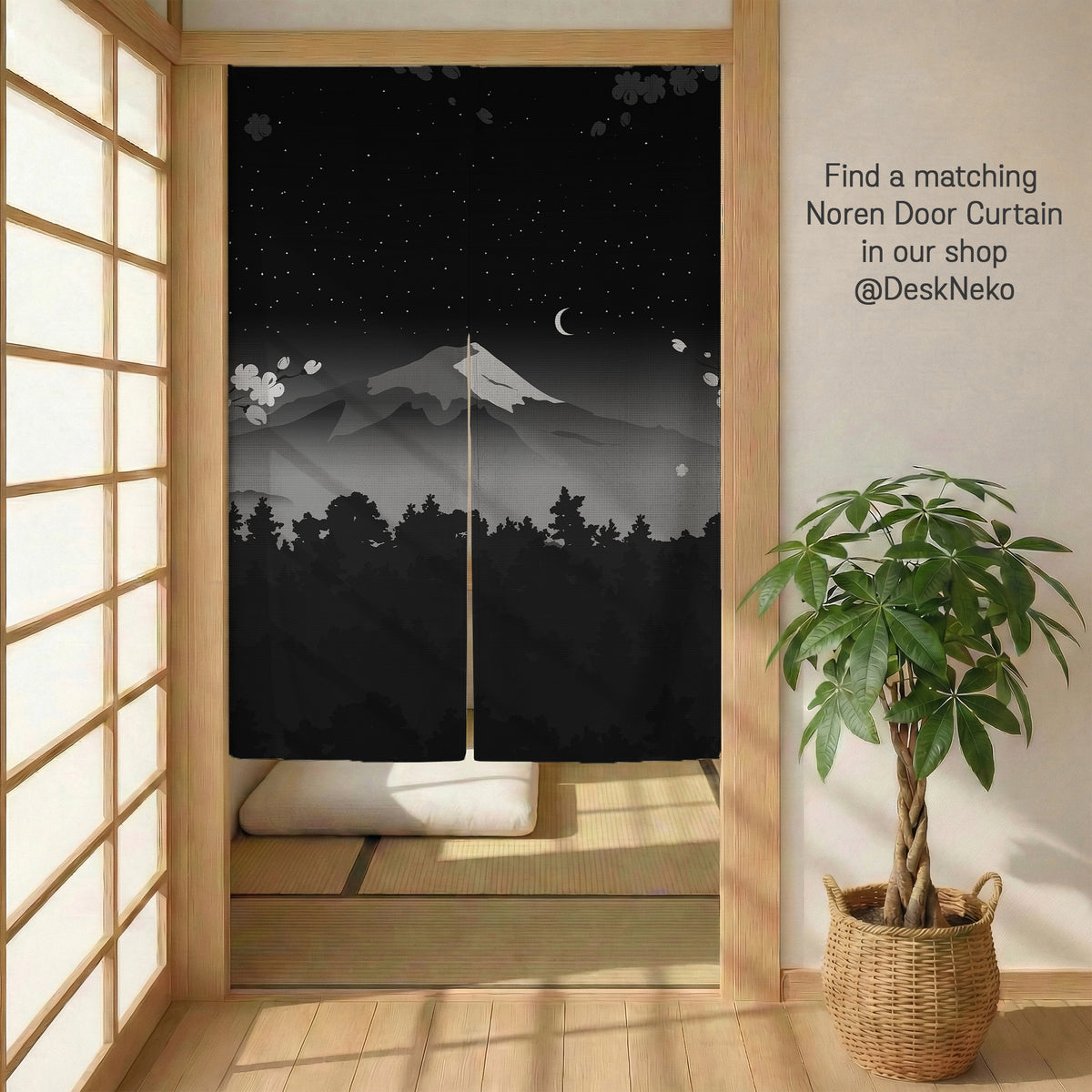 Black mount fuji wall tapestry