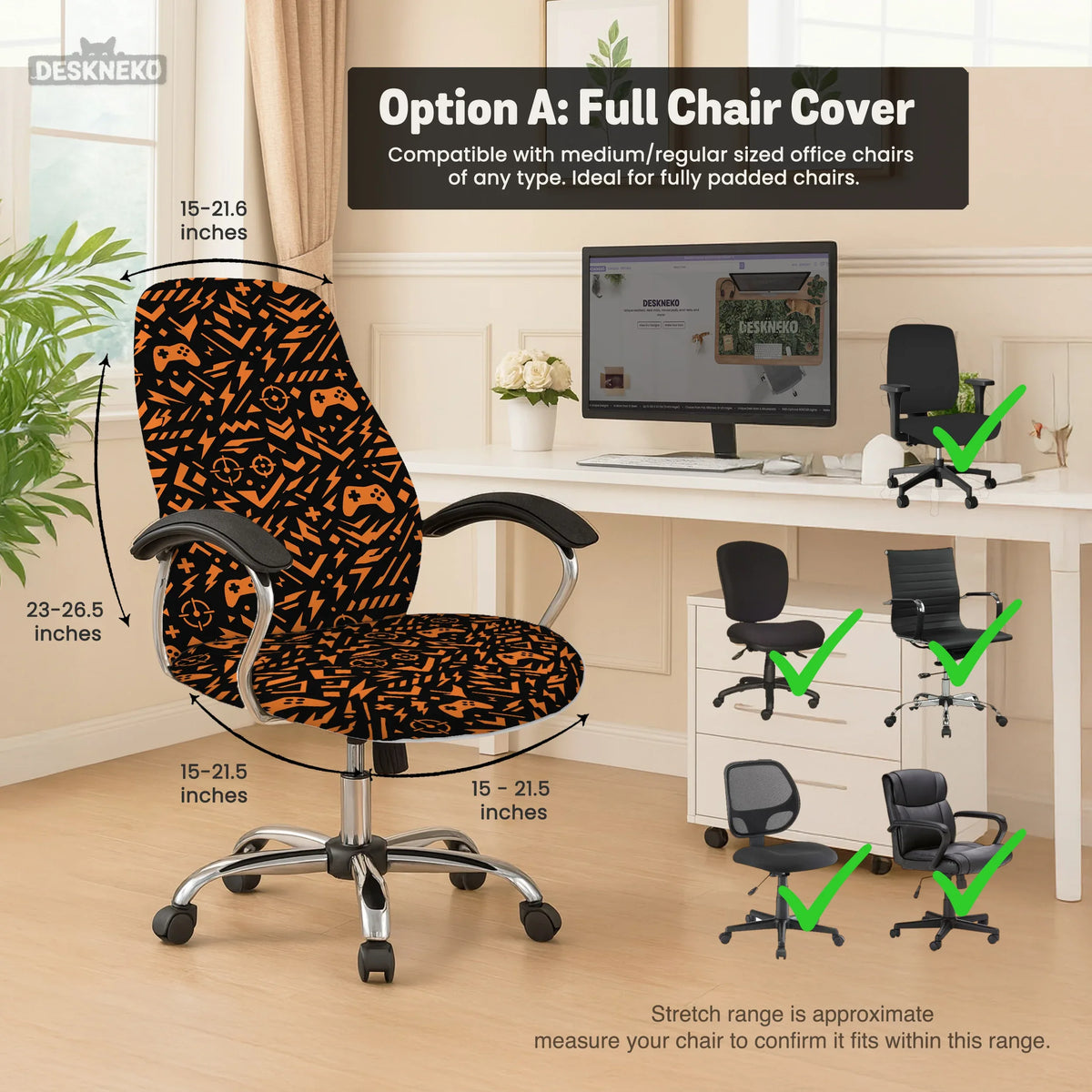 Orange black chair cover