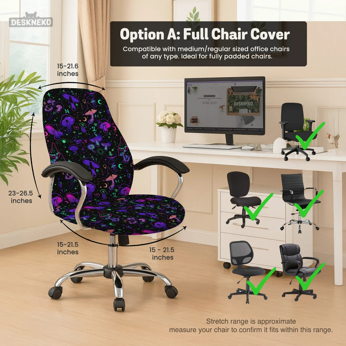 Neon mushrooms chair cover