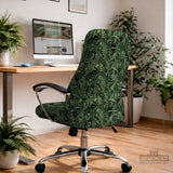 Gaming chair cover, green botanical cat office chair slipcover