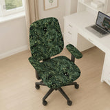 Gaming chair cover, green botanical cat office chair slipcover