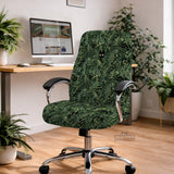 Gaming chair cover, green botanical cat office chair slipcover