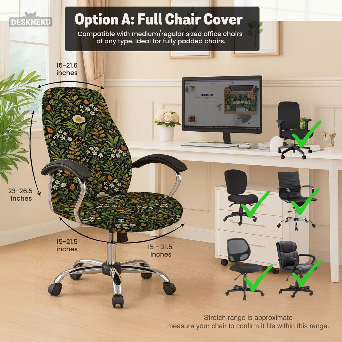 Wildflower garden desk chair cover