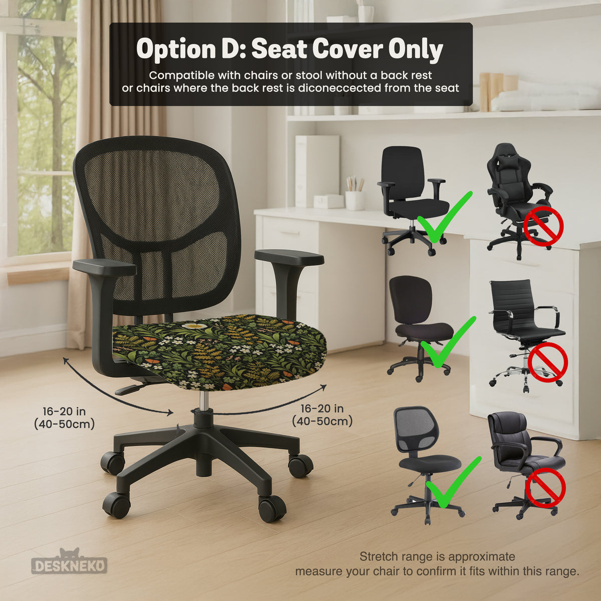 Wildflower garden desk chair cover