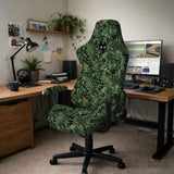 Gaming chair cover, green botanical cat office chair slipcover