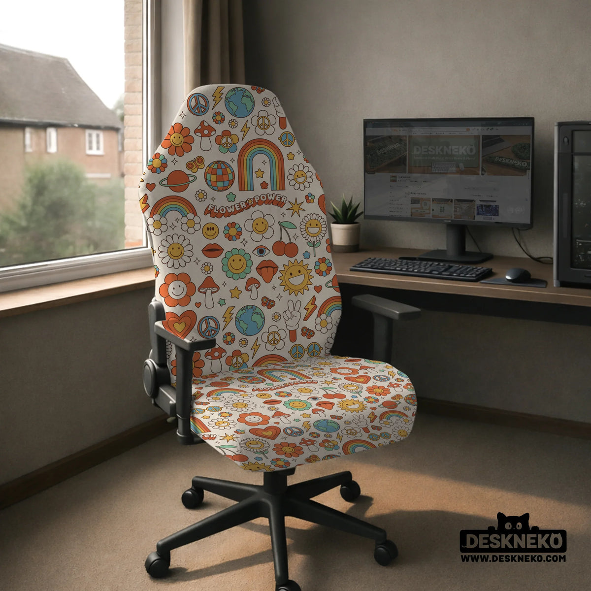 Retro flower chair cover