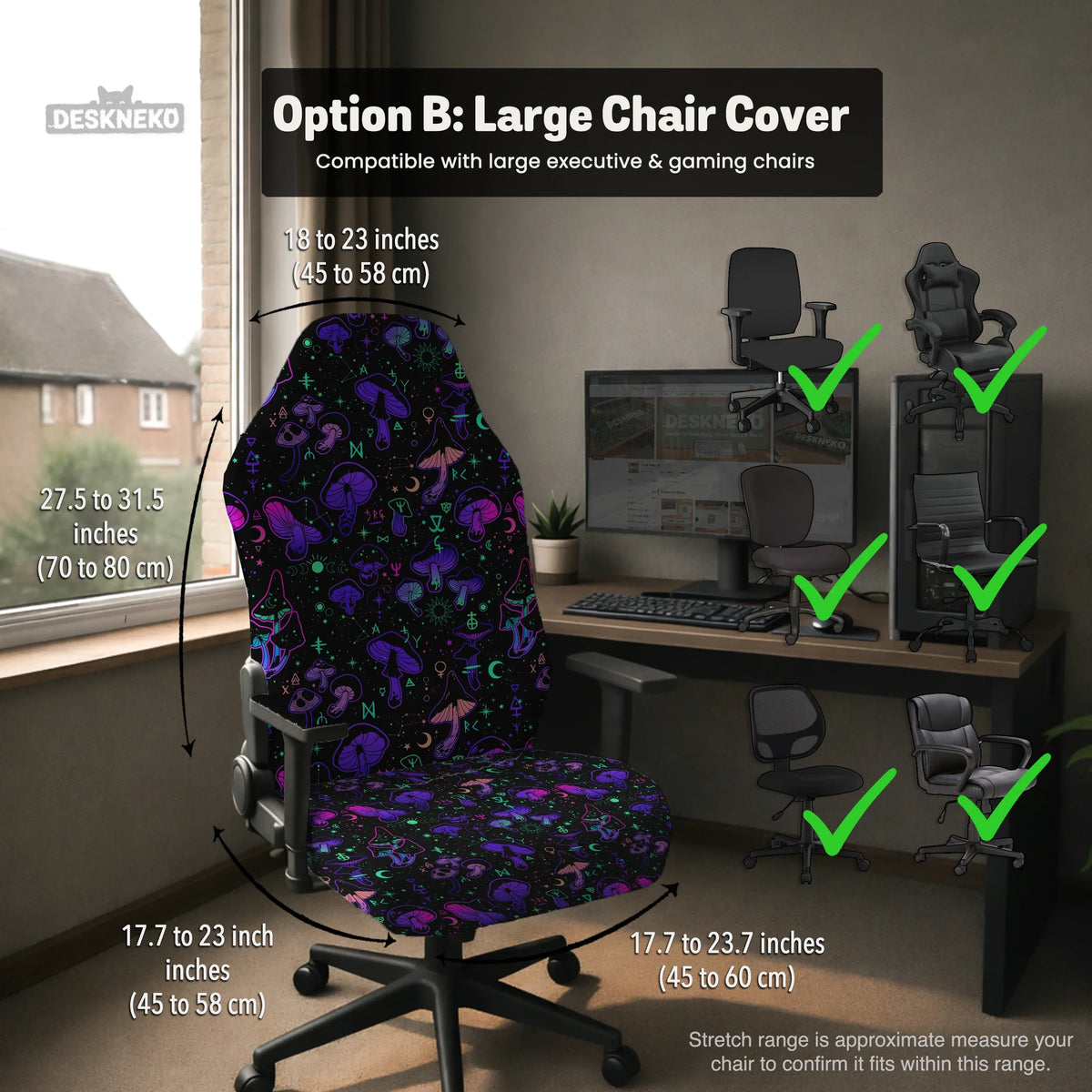 Neon mushrooms chair cover