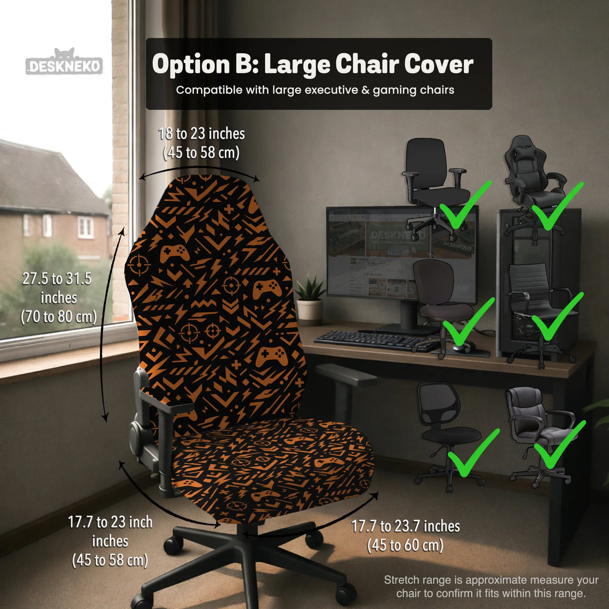 Orange black chair cover
