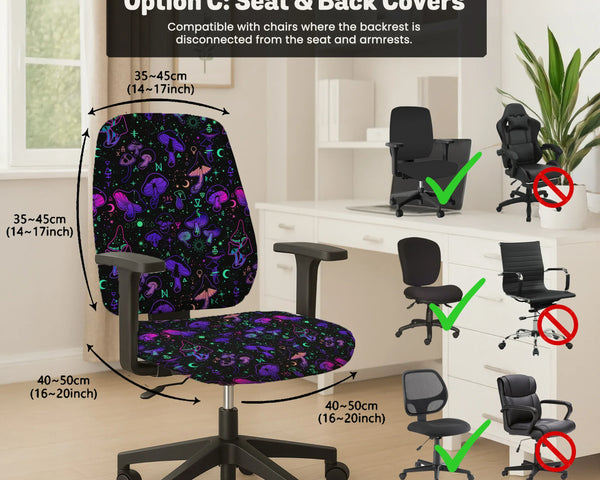 Neon mushrooms chair cover