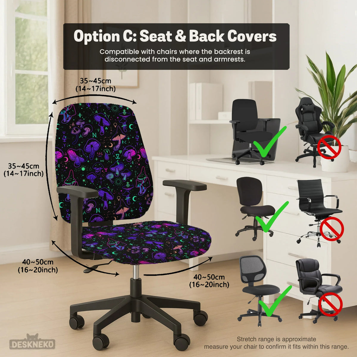 Neon mushrooms chair cover
