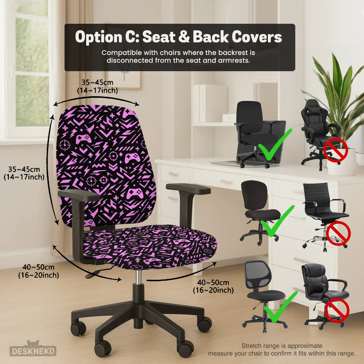 Black & pink chair cover
