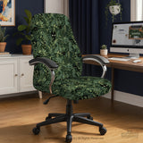 Gaming chair cover, green botanical cat office chair slipcover