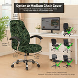 Gaming chair cover, green botanical cat office chair slipcover