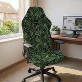 Gaming chair cover, green botanical cat office chair slipcover