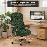 Gaming chair cover, green botanical cat office chair slipcover