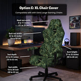 Gaming chair cover, green botanical cat office chair slipcover