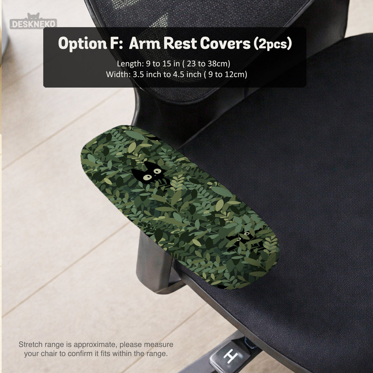 Gaming chair cover, green botanical cat office chair slipcover