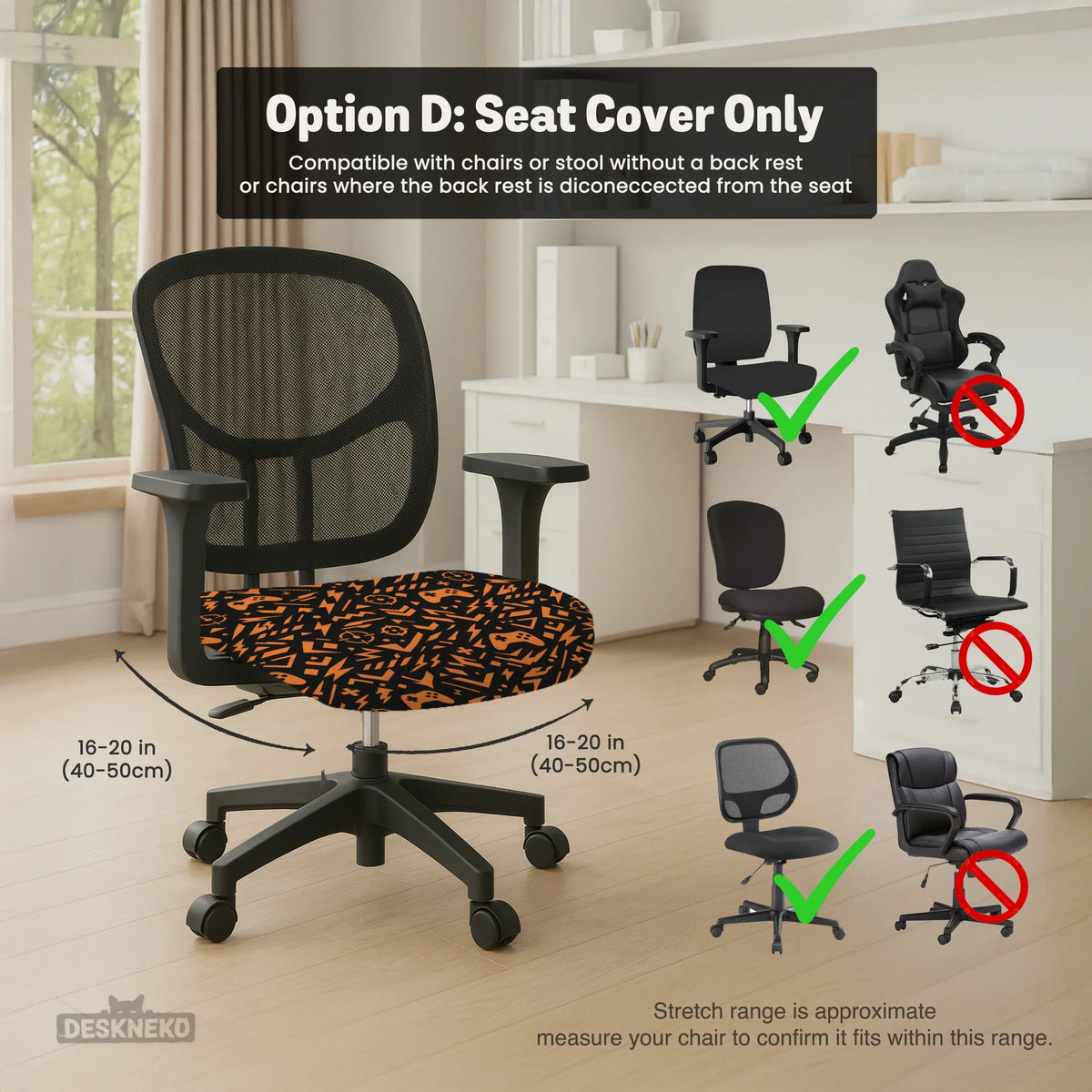 Orange black chair cover