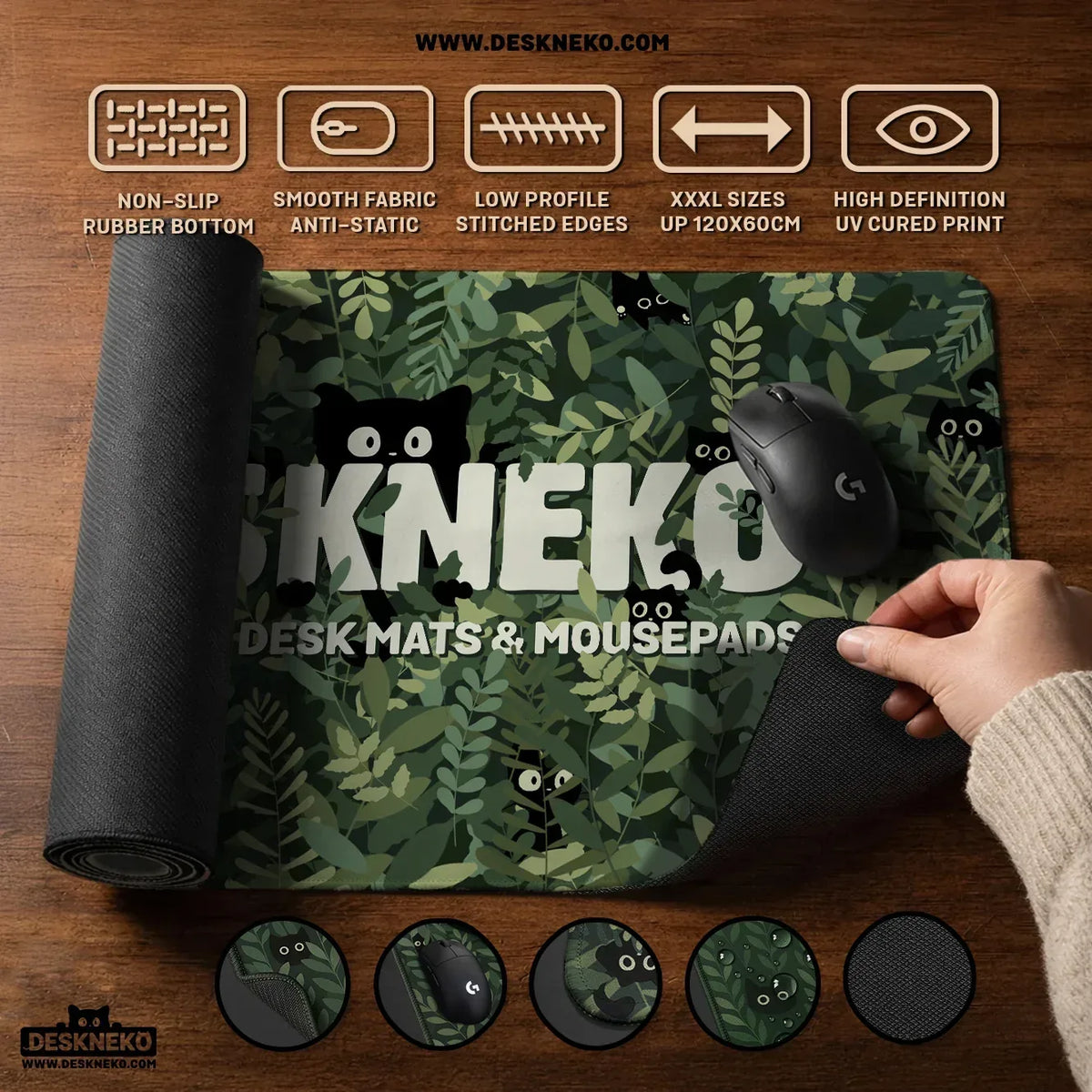 Transformative teal desk mat mousepad, minimal solid color decor