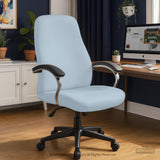 Blue Aura chair cover, coverage and construction view 7. Selected cover option only; chair and accessories not included.