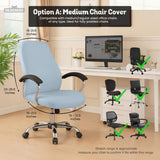 Blue Aura chair cover, coverage and construction view 9. Selected cover option only; chair and accessories not included.