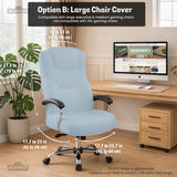 Blue Aura chair cover, coverage and construction view 11. Selected cover option only; chair and accessories not included.