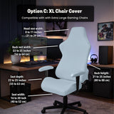 Blue Aura chair cover, coverage and construction view 12. Selected cover option only; chair and accessories not included.