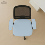 Blue Aura chair cover, coverage and construction view 17. Selected cover option only; chair and accessories not included.