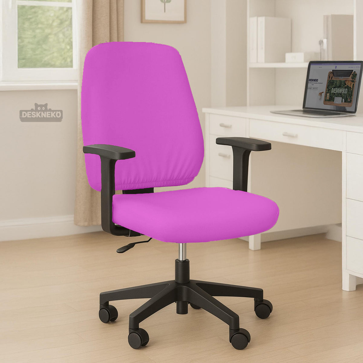 Electric Fuchsia chair cover, coverage and construction view 5. Selected cover option only; chair and accessories not included.