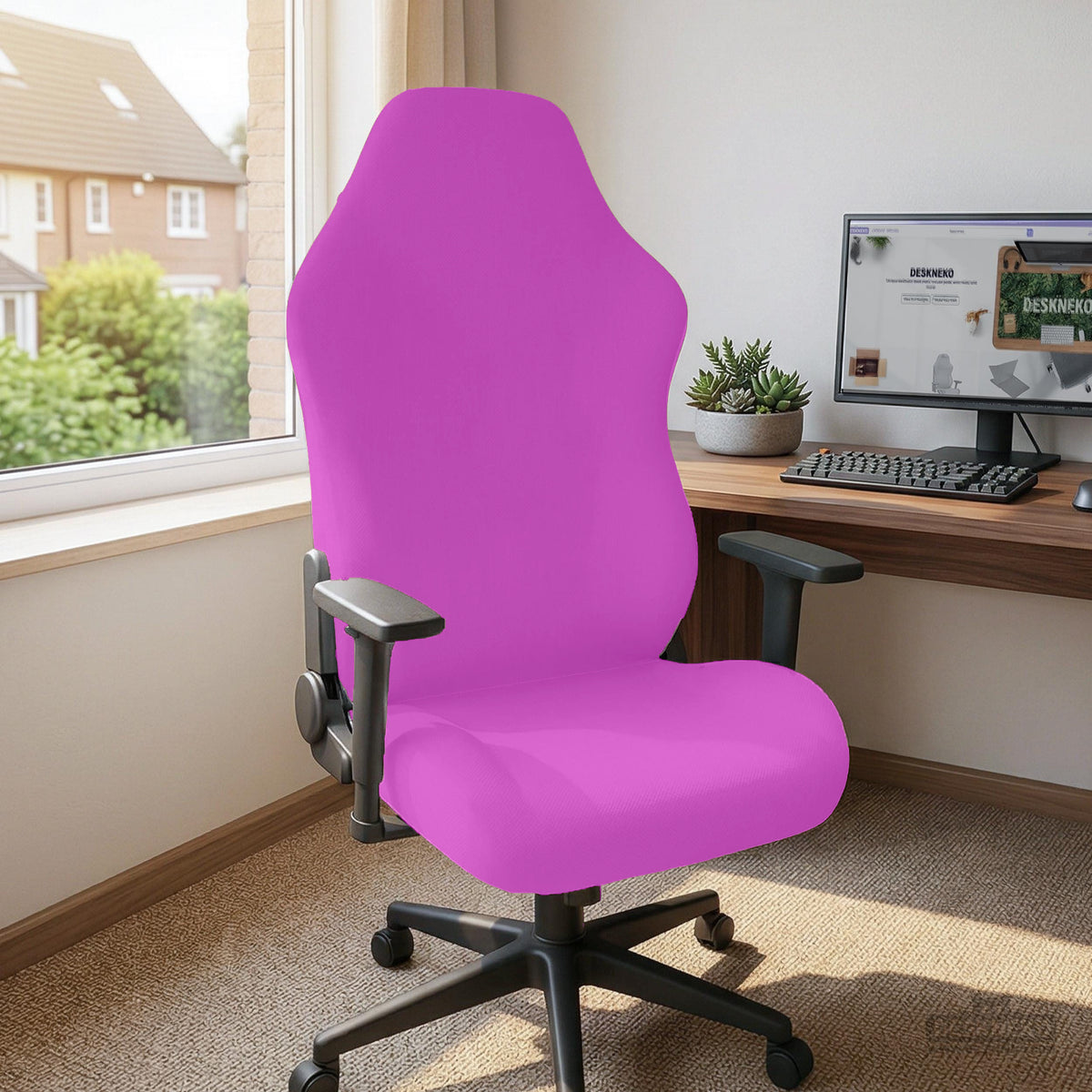 Electric Fuchsia chair cover, coverage and construction view 10. Selected cover option only; chair and accessories not included.