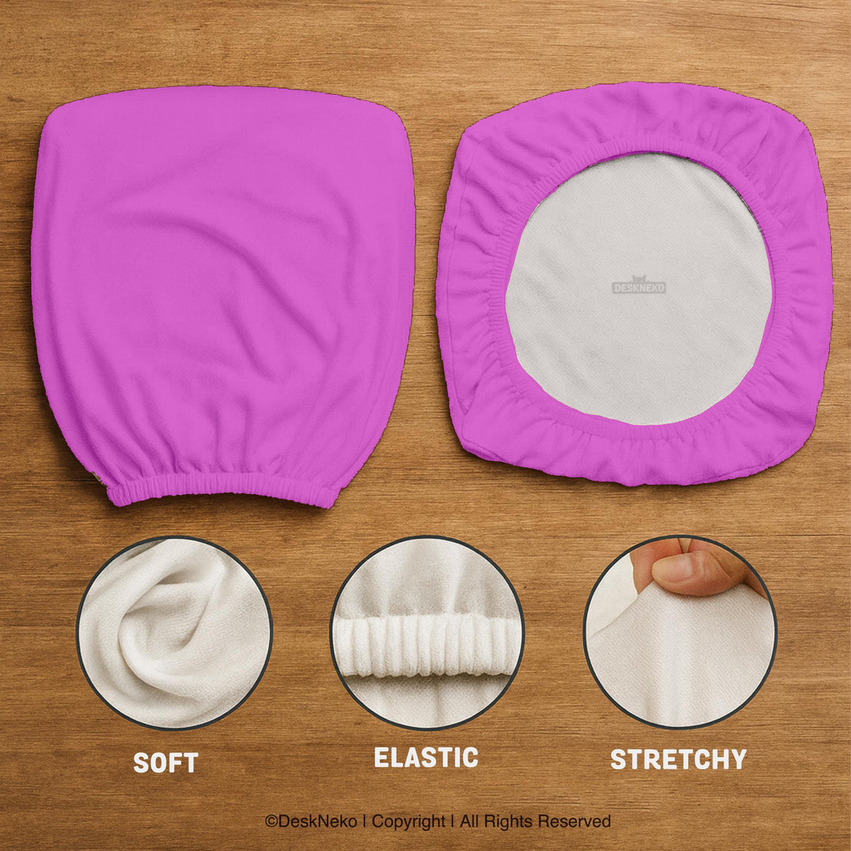 Electric Fuchsia chair cover, coverage and construction view 16. Selected cover option only; chair and accessories not included.
