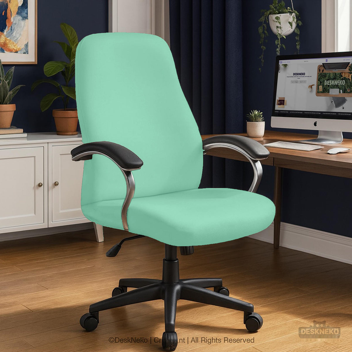 Jelly Mint chair cover, coverage and construction view 7. Selected cover option only; chair and accessories not included.