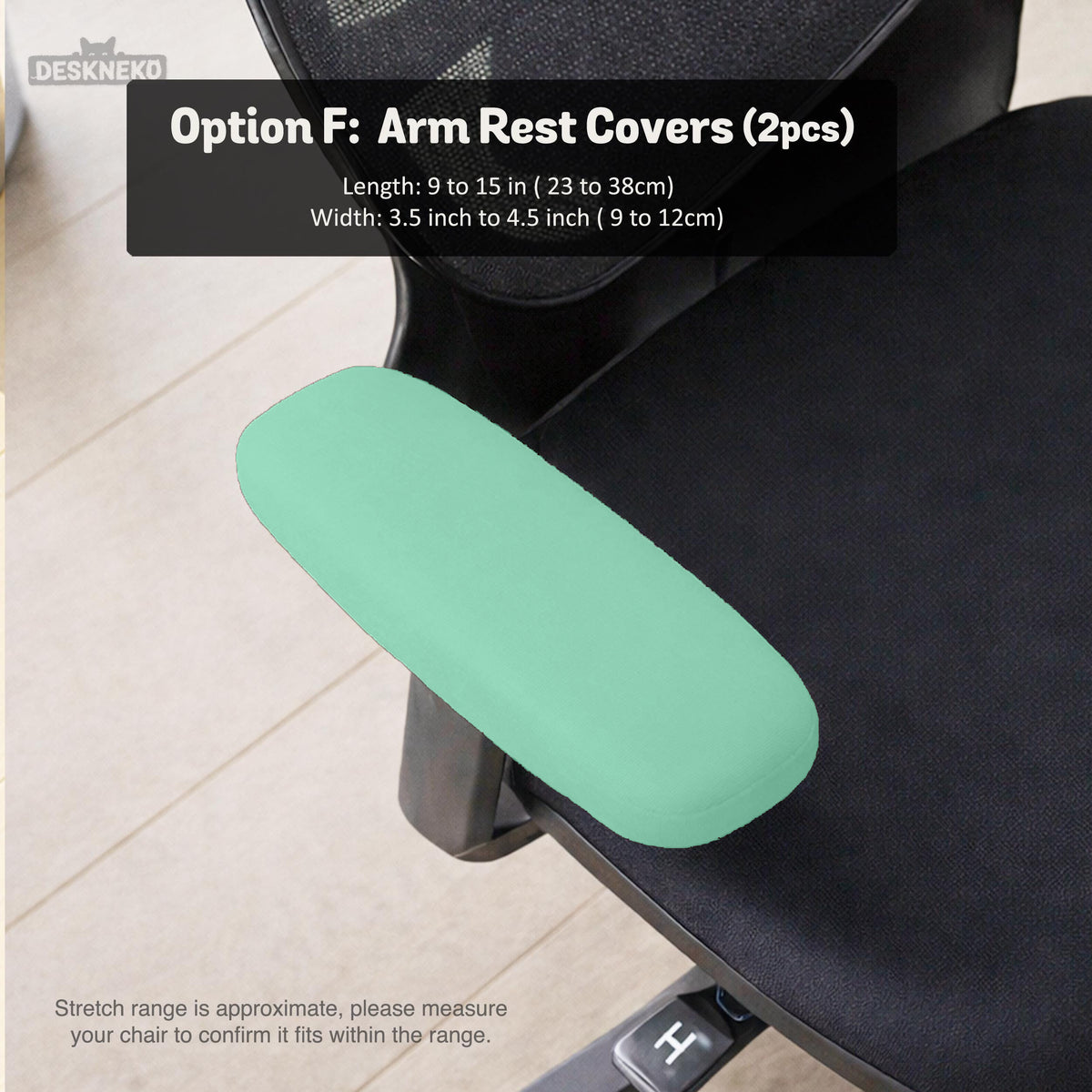 Jelly Mint chair cover, coverage and construction view 15. Selected cover option only; chair and accessories not included.