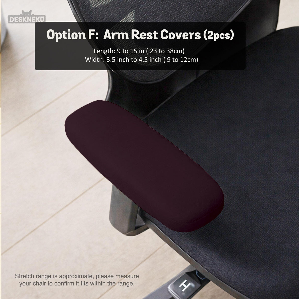 Plum Noir chair cover, coverage and construction view 15. Selected cover option only; chair and accessories not included.