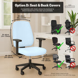 Cool Blue chair cover, coverage and construction view 13. Selected cover option only; chair and accessories not included.