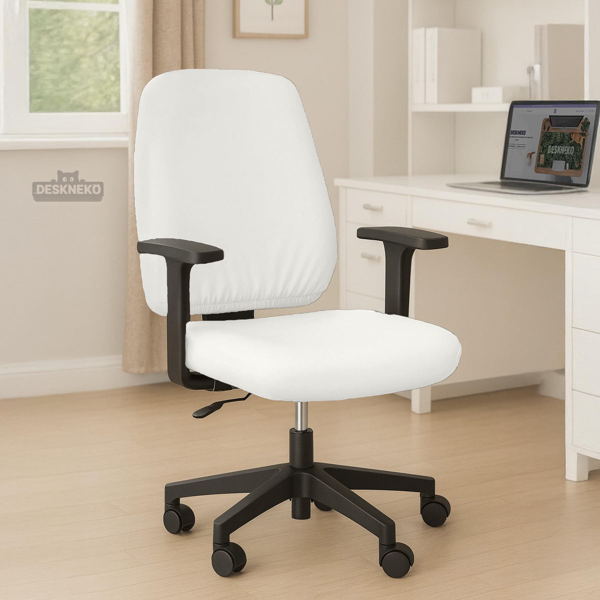 Cloud Dancer chair cover, coverage and construction view 5. Selected cover option only; chair and accessories not included.