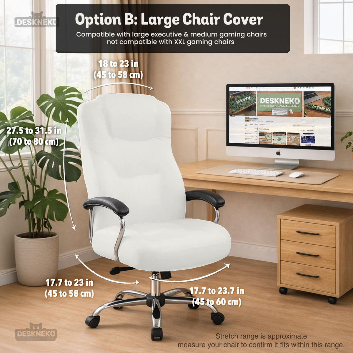 Cloud Dancer chair cover, coverage and construction view 11. Selected cover option only; chair and accessories not included.